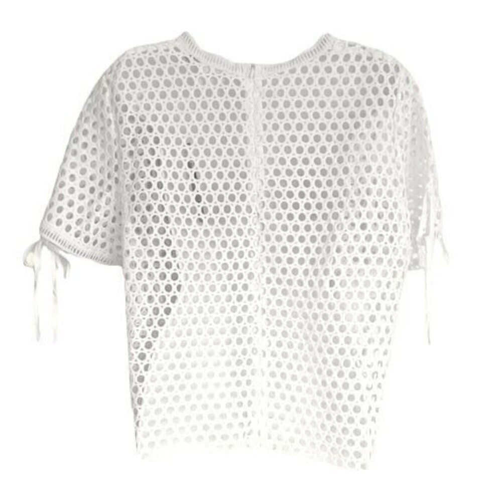 Zero Degree Celsius Womens M Perforated Blouse White Cut Out Top See Through - Picture 2 of 9